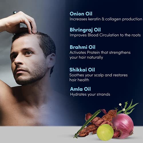 Man Matters Hair Growth Oil for Men | Onion Oil with Deep Root Applicator and Derma Roller 0.5mm for Hair Regrowth| 100 ml