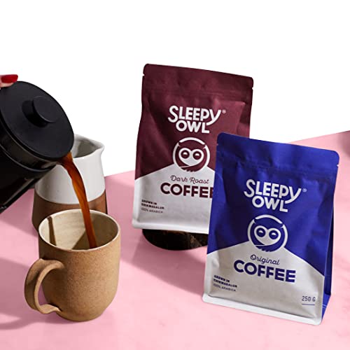 Sleepy Owl Dark Roast Ground Coffee | Medium Grind Coffee | 100% Arabica | Aeropress | Freshly Roasted & Ground | 250g