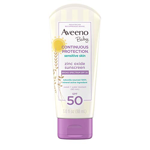 Aveeno Baby Continuous Protection Zinc Oxide Mineral Sunscreen Lotion For Sensitive Skin With, 88ml