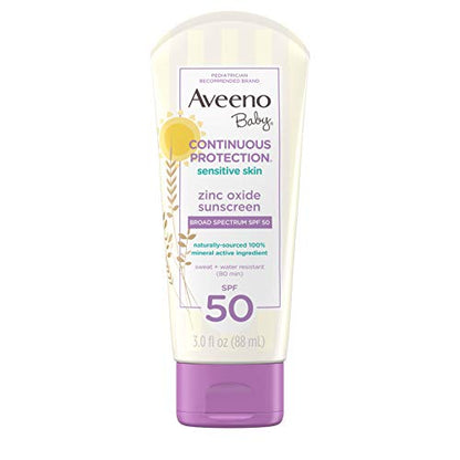 Aveeno Baby Continuous Protection Zinc Oxide Mineral Sunscreen Lotion For Sensitive Skin With, 88ml