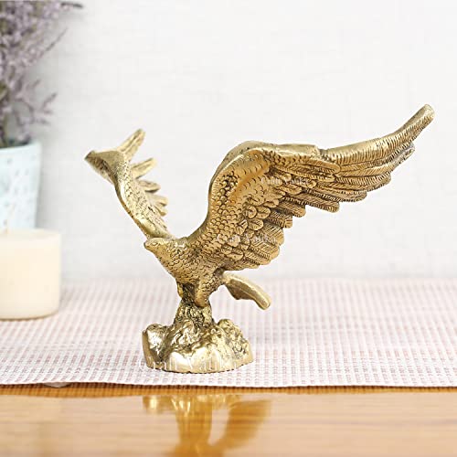 Collectible India Brass Eagle Statue Wild Bird Flying Hawk Sculpture Feng Shui Decorative Home Office Showpiece Figurine (Size 7 x 4.5 x 5.5 Inches)