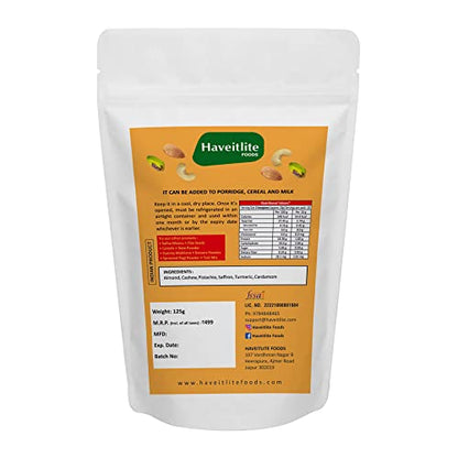 Haveitlite Dry Fruit Powder 100% Natural | Pistachio, Cashew, Almond, Saffron | Healthy and Nutritious Weight Gain Immunity Booster, 125 G