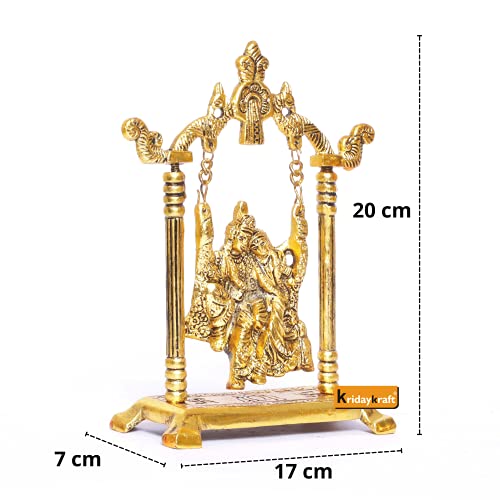 Radha Krishna on Swing jhula Metal Statue Gold Plated Decor Your Home,Office & Radha Krishna Murti,Showpiece