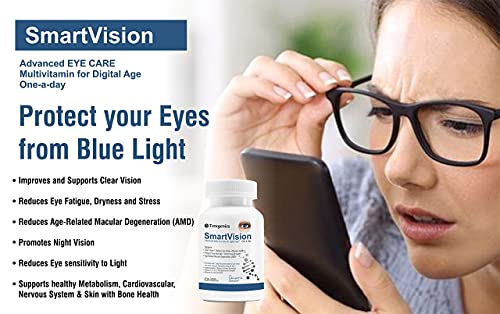 Trexgenics SmartVision Advanced Eye Care Multivitamin with Lutein, Green Tea, Vitamin A, D, E, C, B-Complex and Minerals - 2x 60 Veg Caps