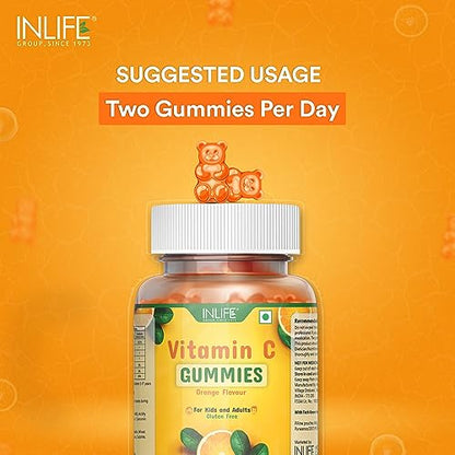 INLIFE Vitamin C Gummies for Kids Teens Men & Women, Daily Essential Supplements for Immunity Boosteir Care, Collagen Builder - 30 Gummies (Pack of 1)