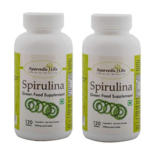 Ayurvedic Life Spirulina Tablets 120 count Pack of 2, natural