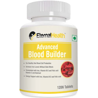 EternalHealth Advanced Blood Builder - Iron Supplement Shown to Increase Iron Levels without Nausea th Iron, Vitamin B12, and Folic Acid - 120 Tablets