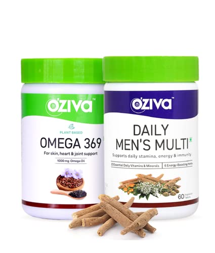 OZiva Wellness Combo For Men (60 Veg Tablets of Daily Men’s Multi with Multivitamins & Minerals And  Omega) For Energy Stamina Immunity & Heart Health