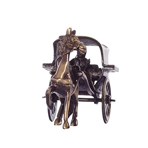 eCraftIndia Antique Finish European Horse Cart Brass Showpiece (15 cm x 8 cm x 9, Brown)