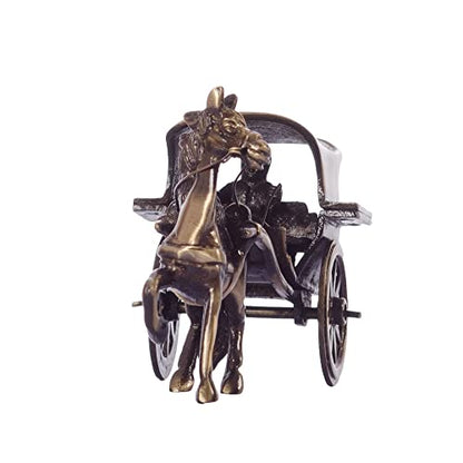 eCraftIndia Antique Finish European Horse Cart Brass Showpiece (15 cm x 8 cm x 9, Brown)