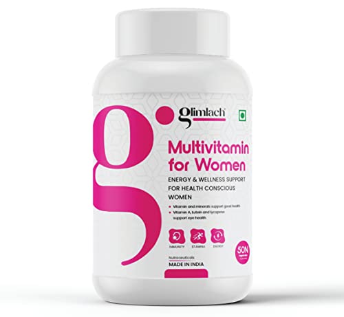 GLIMLACH Multivitamins For Women, 50 Multivitamin Tablet, with Zinc, Vitamin C, Vitamin D3, Multiminnseng Extract, Enhances Energy, Stamina & Immunity