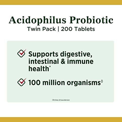 Nature's Bounty Probiotic Acidophilus, 100 Tablets, Pack of 2 (Packaging May Vary)