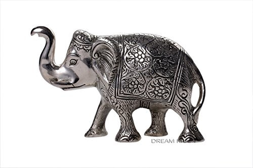 DreamKraft Metal Elephant Showpiece (Silver, 14x8x5cm)