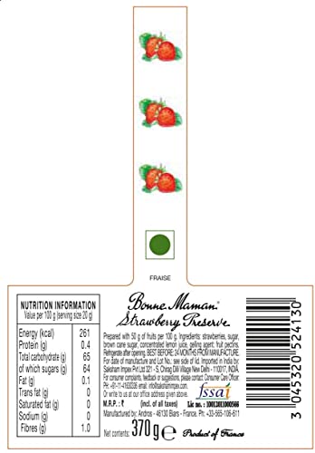 Bonne Maman Strawberry Preserve, Marmalade Fruit Jam, 13 oz / 370 g