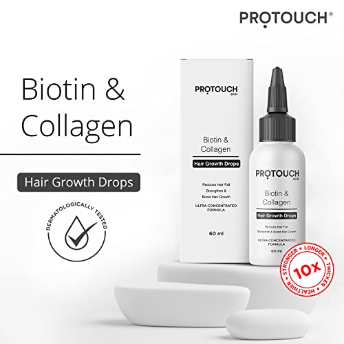 PROTOUCH Biotin & Collagen Hair Drops | Advanced Hair Serum with Biotin, Collagen, Redensyl, Anagaintable for Men & Women | All Hair Types (Pack of 1)