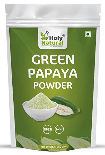 Holy Natural Green Papaya Fruit Powder 250gm, Raw or Kaccha Papaya Powder, Edible Grade, Good Tenderizer | Vegan and Gluten Free