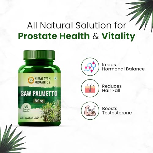 Himalayan Organics Saw Palmetto Extract 800mg Supplement For Hair Growth | Support Prostate Health &ction | Good For Mens and Womens - 60 Veg Capsules