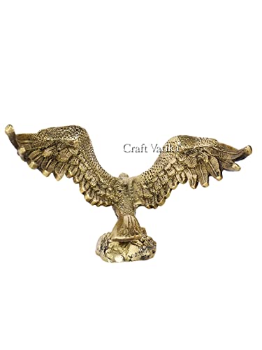 Collectible India Brass Eagle Statue Wild Bird Flying Hawk Sculpture Feng Shui Decorative Home Office Showpiece Figurine (Size 7 x 4.5 x 5.5 Inches)