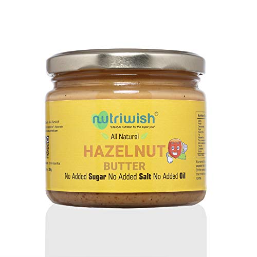 Nutriwish Hazelnut Butter Bottle, 250 g - Unsweetened, No Added Oil, No Added Sugar, No Added Salt, 100% Natural