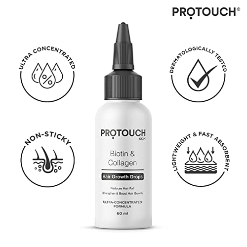 PROTOUCH Biotin & Collagen Hair Drops | Advanced Hair Serum with Biotin, Collagen, Redensyl, Anagaintable for Men & Women | All Hair Types (Pack of 1)