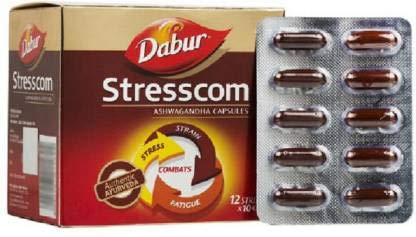 Dabur Stresscom Ashwagandha 120 Caps (10 caps X 12 strips)(pack of 2) (240 No)