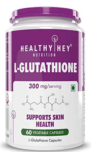 HealthyHey Nutrition Glutathione - Support Skin Health - 100% Vegetarian Source - 300mg - 60 Veg Capsules
