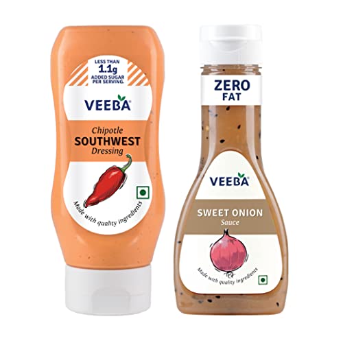 Veeba Sweet Onion Sauce, 350g and Chipotle Southwest Dressing, 300g - Pack of 2
