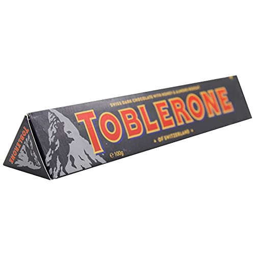 Toblerone Dark Chocolate with Honey and Almond Nougat Pack of 4, x 100 g