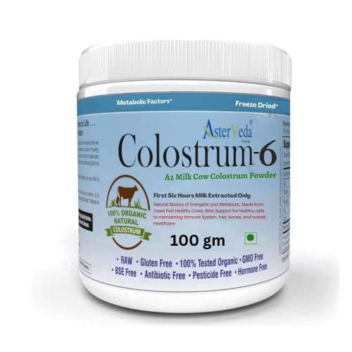 Asterveda Organic Gir Cow Colostrum Powder 100 g | A2 Milk | Bovine Colostrum| Freeze Dried| Non GM0