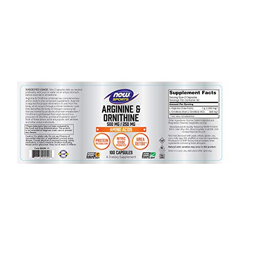 Now Foods L-Arginine and Ornithine, 100 Capsules