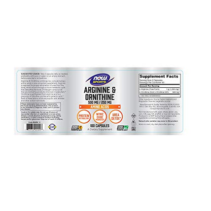 Now Foods L-Arginine and Ornithine, 100 Capsules