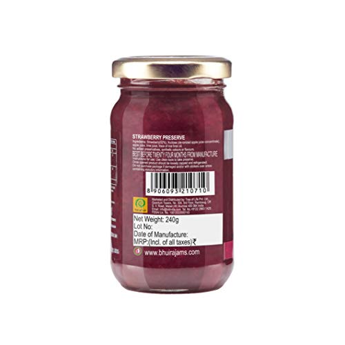 Bhuira Strawberry Preserve & Three Fruit Marmalade-240g Each|No Added Sugar|No Added preservatives |No Artifical Color