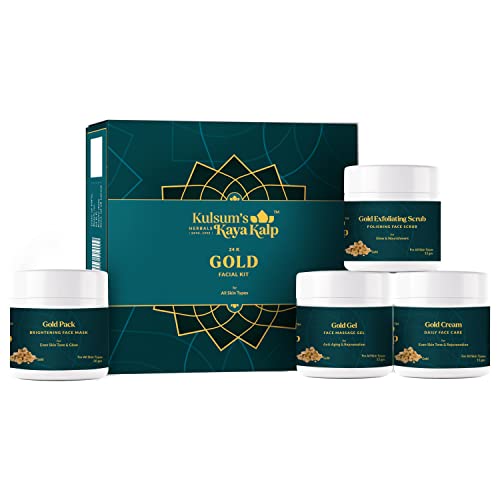 Kulsum's Kaya Kalp Herbals Gold Facial Kit, for Even Tone & Glowing Skin, All Skin Types, 15 g