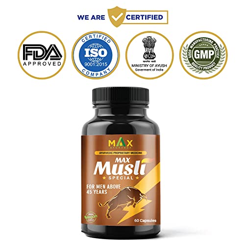 Max Ayurveda Musli Special Capsules For 45 Plus Men - (60 Capsules) Pack of 1