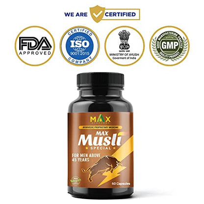 Max Ayurveda Musli Special Capsules For 45 Plus Men - (60 Capsules) Pack of 1