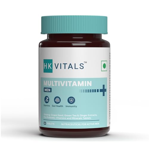 HealthKart HK Vitals Multivitamin Plus Men, 30 Tablets | Daily Multivitamin for Men, For Energy, Stamina, Immunity, Gut, Heart, Bone & Muscle Health