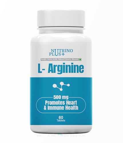 NutrinoPlus L Arginine 500mg Supplement - Best Amino Acid Arginine HCL Supplements for Women & Man -s Cardiovascular Health - 60 Tablets (PACK OF, 61)