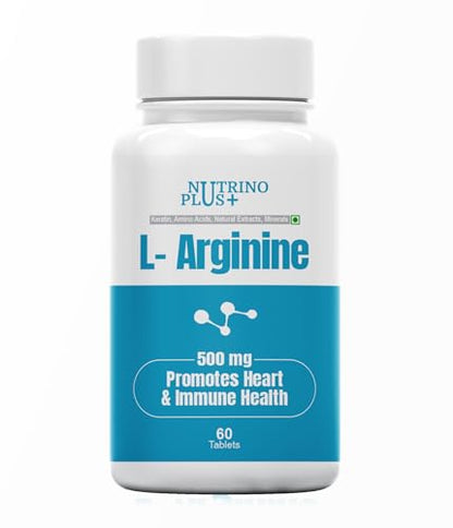 NutrinoPlus L Arginine 500mg Supplement - Best Amino Acid Arginine HCL Supplements for Women & Man -s Cardiovascular Health - 60 Tablets (PACK OF, 61)