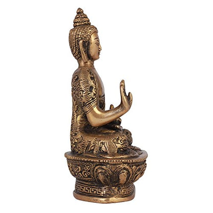 eCraftIndia Meditating Buddha Brass Figurine (12 cm x 8 cm x 20, Brown and Golden)