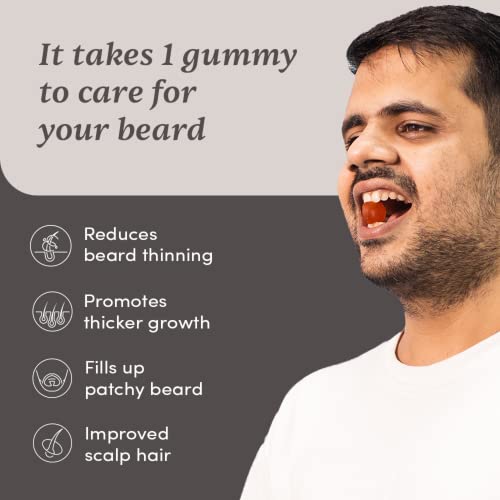 Man Matters Beard Gummies for Men | Thicken Beard & Improves Density | Biotin, D-aspartic Acid & Creatine| 30 Gummies