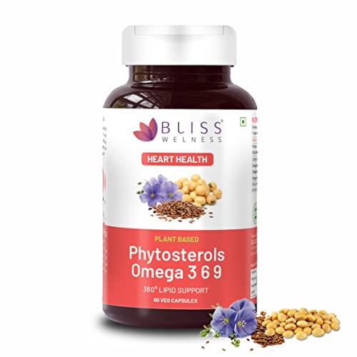 Bliss Welness Cholesterol Management Heart Health | Omega 3 6 9 + Phytosterol Plant Sterols | Lipid munity Support Supplement - 60 Vegetarian Capsules