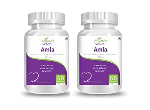 Natures Velvet Lifecare Amla Pure Extract 500mg, 60 Veggie Capsules - Pack of 2