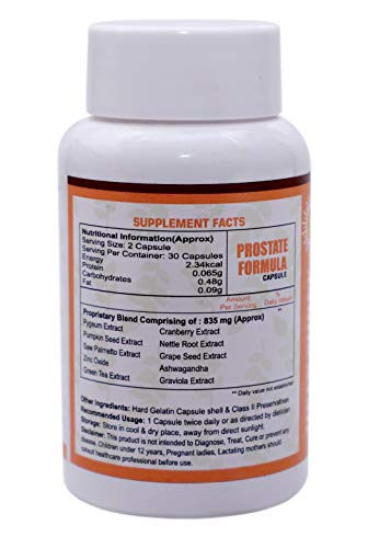 Jivan Shree Prostate Formula for healthy Prostate Care support Supplement for men Flow With Saw Palmetto Pygeum Nettle Root & Craneberry 60 Capsules