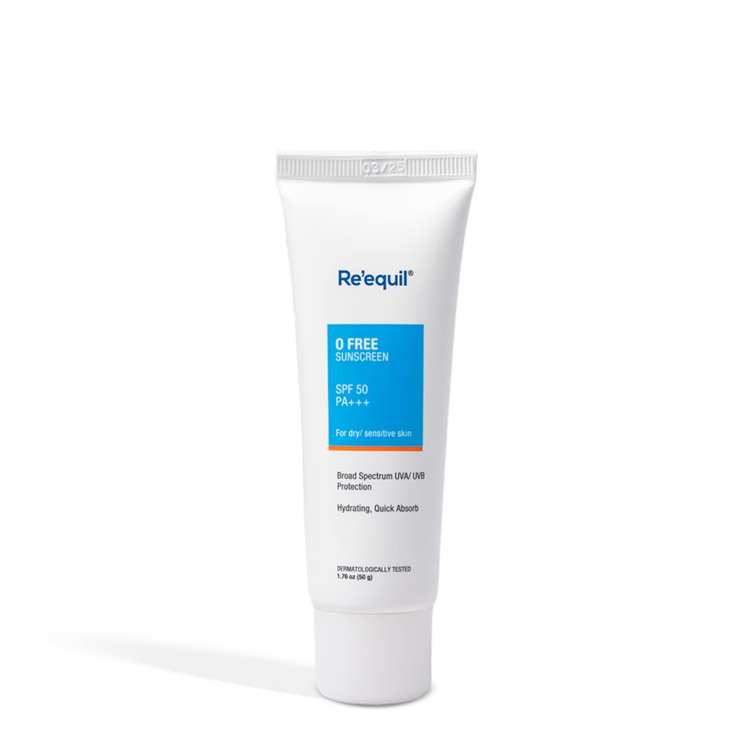 Re’equil O Free Sunscreen SPF 50 PA+++ | Broad Spectrum Sunscreen | For Dry & Sensitive Skin | 50g