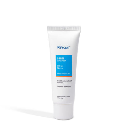 Re’equil O Free Sunscreen SPF 50 PA+++ | Broad Spectrum Sunscreen | For Dry & Sensitive Skin | 50g