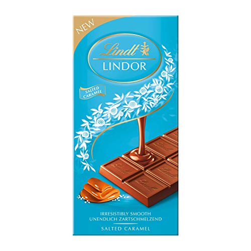 Lindt Lindor Irresistibly Smooth Salted Caramel Chocolate Bar, 100g