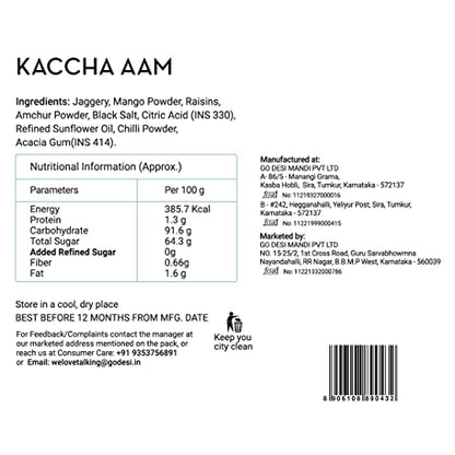 GO DESi Popz Kaccha Aam (40 Pieces) | Aam Candy | Fruit Snacks | Raw Mango Candy