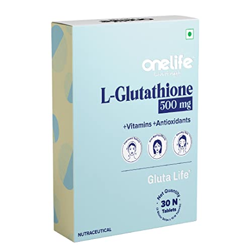 Onelife Gluta Life Promotes Anti-Ageing, Skin Radiance, Youthful Skin Glow & Improved Texture, L-Glu Seed Extract, Vitamins C & E, Selenium 30 Tablets