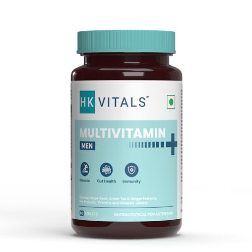 HealthKart HK Vitals Multivitamin Plus Men, 60 Tablets | Daily Multivitamin for Men, For Energy, Stamina, Immunity, Gut, Heart, Bone & Muscle Health