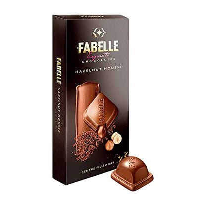 Fabelle Hazelnut Mousse, Centre-Filled Luxury Chocolate Bar with Hazelnut Cocoa Mousse and Roasted Turkish Hazelnut Bits, 127g